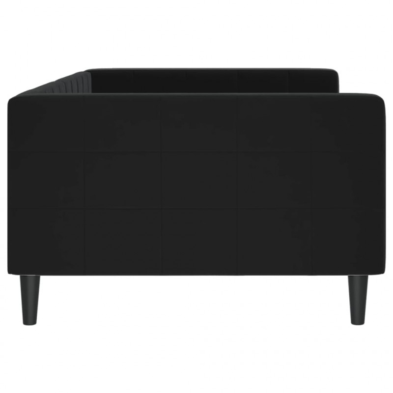 Sofa z funkcją spania, czarna, 100x200 cm, obita aksamitem