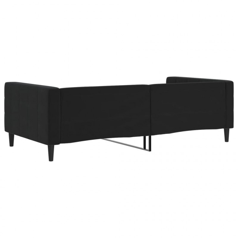 Sofa z funkcją spania, czarna, 100x200 cm, obita aksamitem