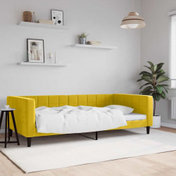 Sofa z funkcją spania, żółta, 100x200 cm, obita aksamitem