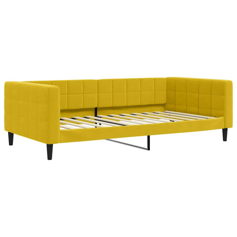 Sofa z funkcją spania, żółta, 100x200 cm, obita aksamitem
