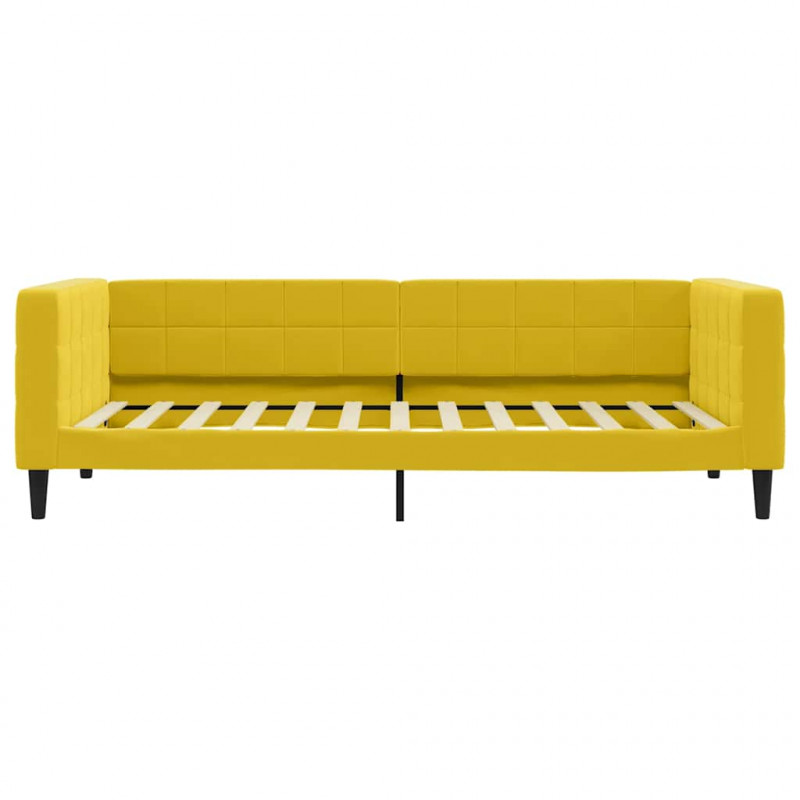 Sofa z funkcją spania, żółta, 100x200 cm, obita aksamitem