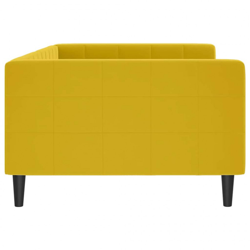 Sofa z funkcją spania, żółta, 100x200 cm, obita aksamitem