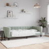 Sofa z funkcją spania, jasnoszara, 90x190 cm, obita aksamitem
