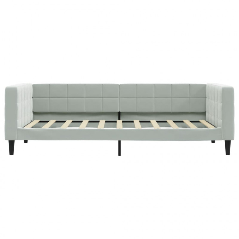 Sofa z funkcją spania, jasnoszara, 90x190 cm, obita aksamitem