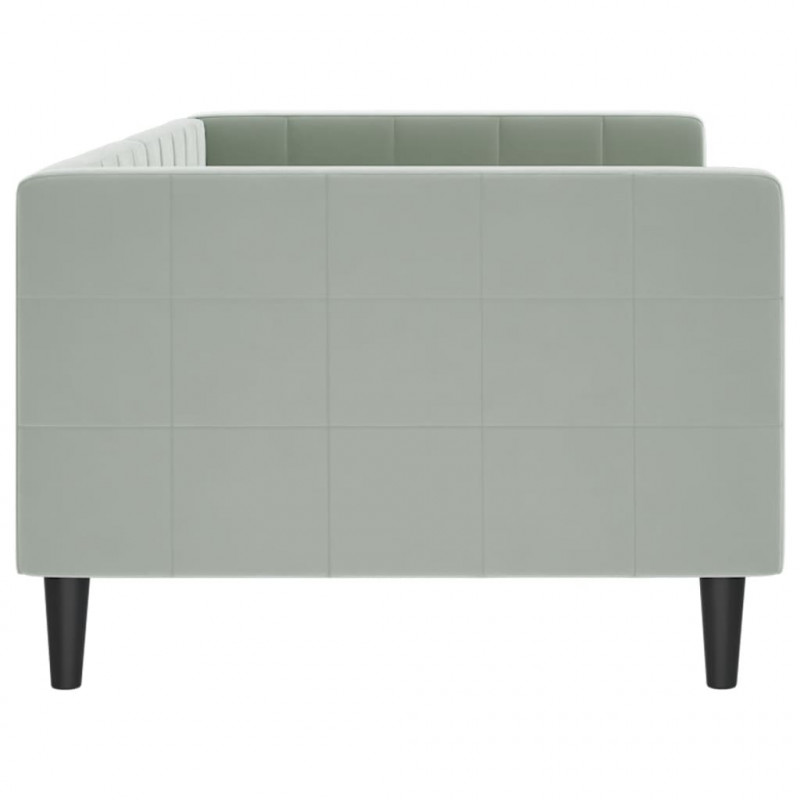 Sofa z funkcją spania, jasnoszara, 90x190 cm, obita aksamitem