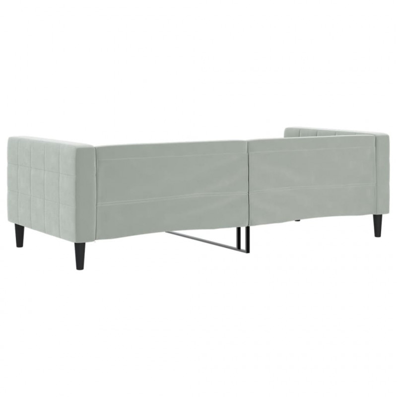 Sofa z funkcją spania, jasnoszara, 90x190 cm, obita aksamitem