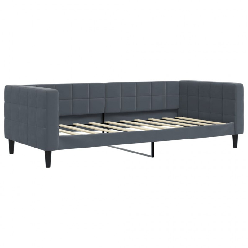 Sofa z funkcją spania, ciemnoszara, 90x190 cm, aksamit