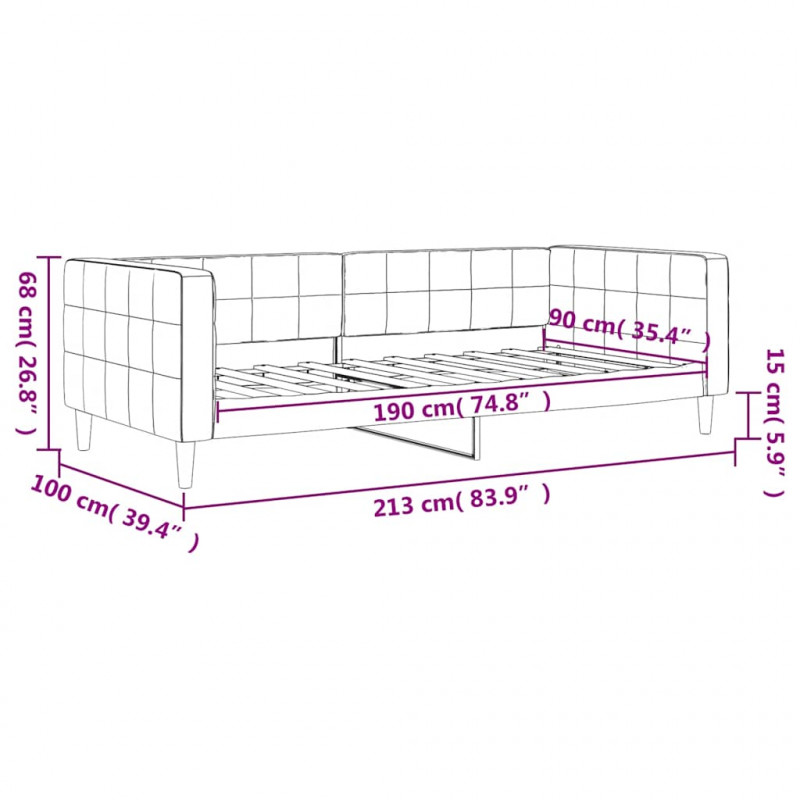 Sofa z funkcją spania, ciemnoszara, 90x190 cm, aksamit