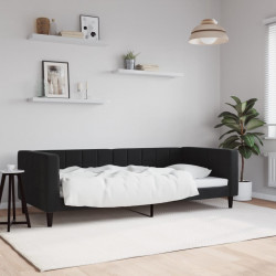Sofa z funkcją spania, czarna, 90x190 cm, obita aksamitem