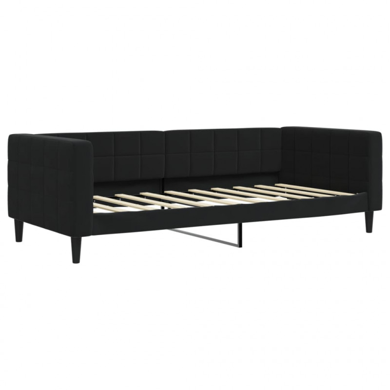 Sofa z funkcją spania, czarna, 90x190 cm, obita aksamitem