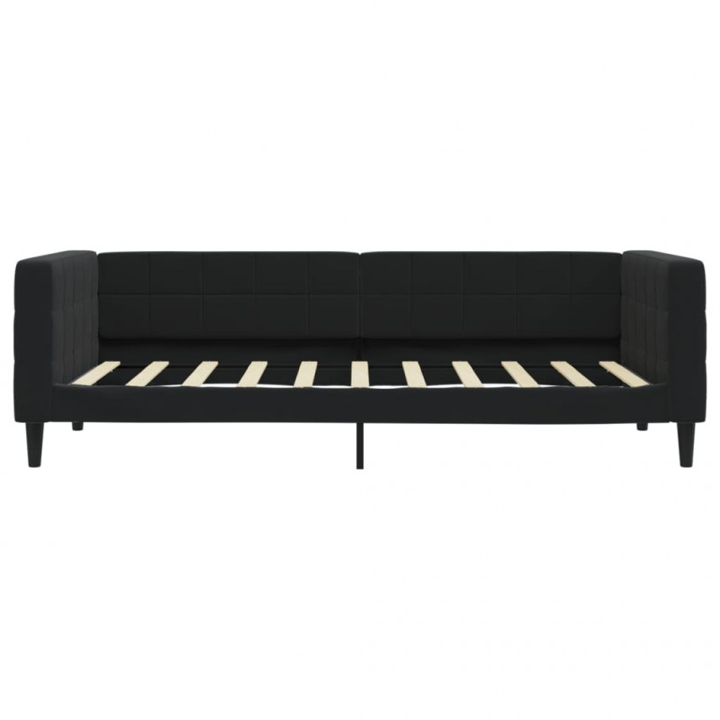Sofa z funkcją spania, czarna, 90x190 cm, obita aksamitem