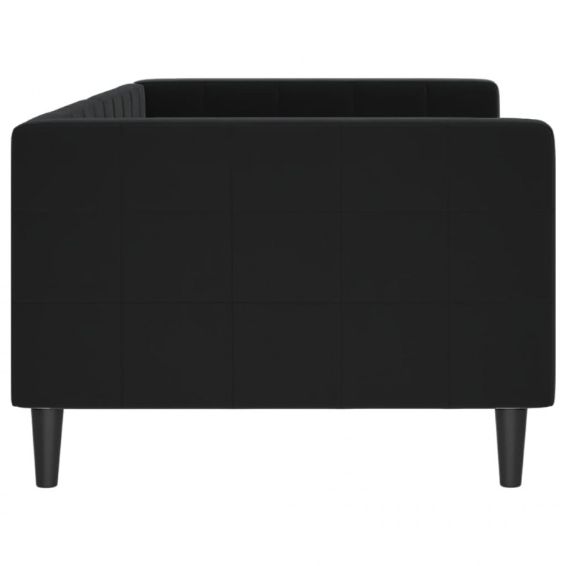 Sofa z funkcją spania, czarna, 90x190 cm, obita aksamitem
