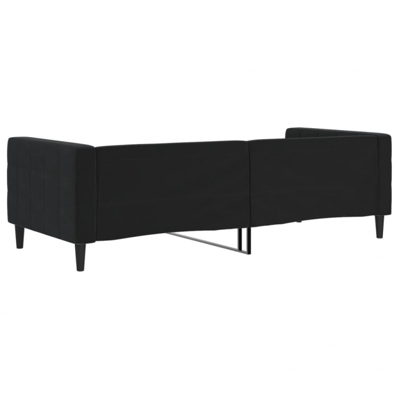 Sofa z funkcją spania, czarna, 90x190 cm, obita aksamitem