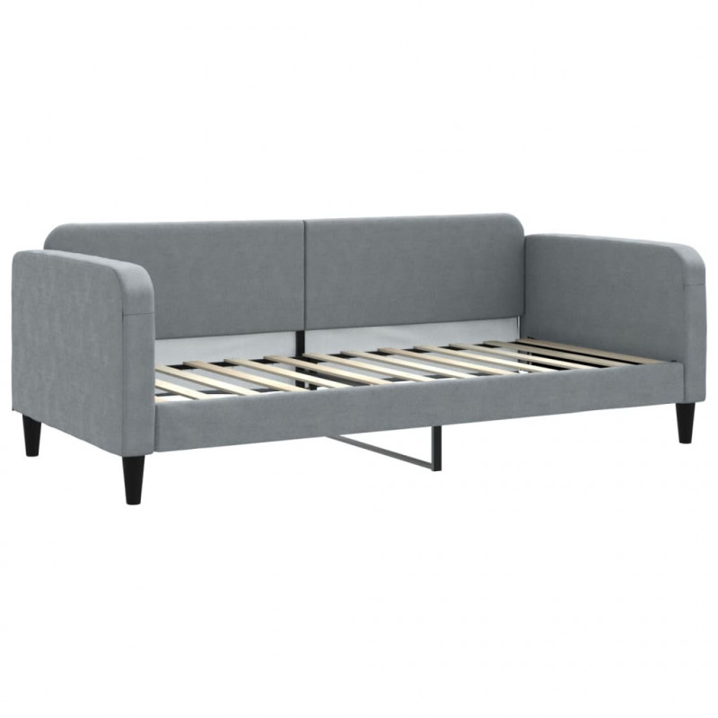 Sofa z funkcją spania, jasnoszara, 90x200 cm, obita tkaniną