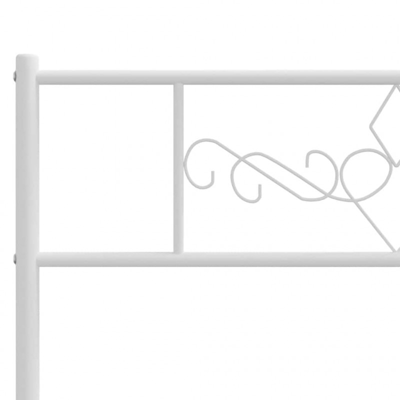 Metalowa rama łóżka z wezgłowiem i zanóżkiem, biała, 150x200 cm