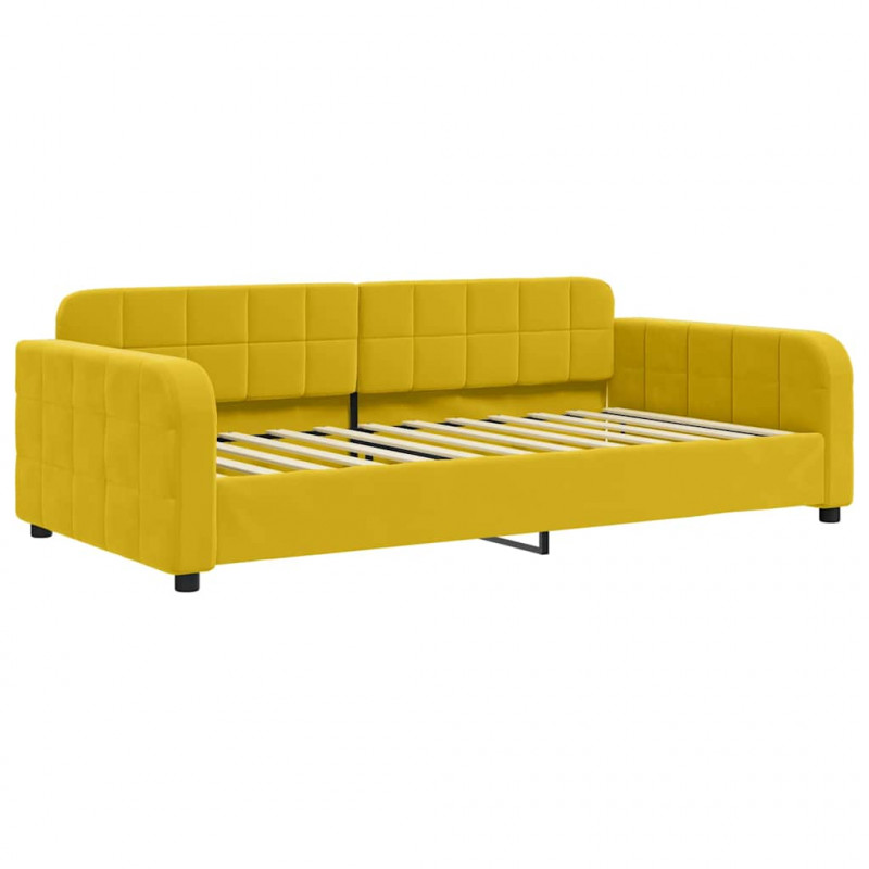 Sofa z funkcją spania, żółta, 90x200 cm, obita aksamitem