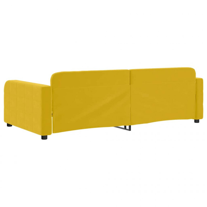 Sofa z funkcją spania, żółta, 90x200 cm, obita aksamitem