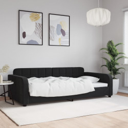 Sofa z funkcją spania, czarna, 100x200 cm, obita aksamitem