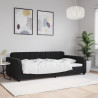 Sofa z funkcją spania, czarna, 100x200 cm, obita aksamitem