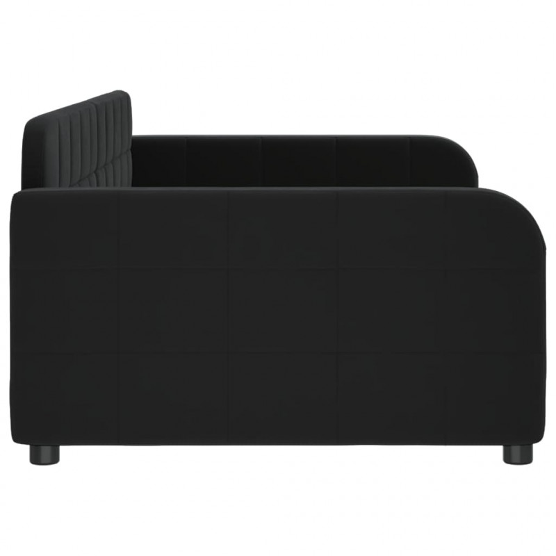 Sofa z funkcją spania, czarna, 100x200 cm, obita aksamitem