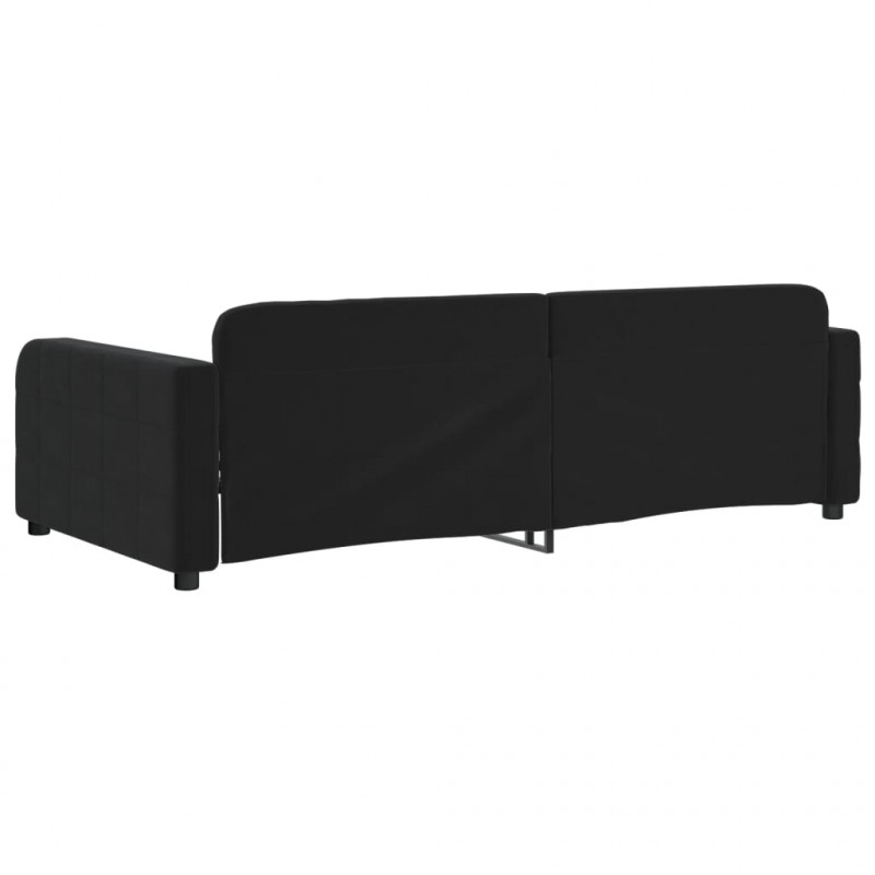 Sofa z funkcją spania, czarna, 100x200 cm, obita aksamitem