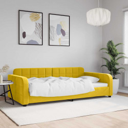 Sofa z funkcją spania, żółta, 100x200 cm, obita aksamitem