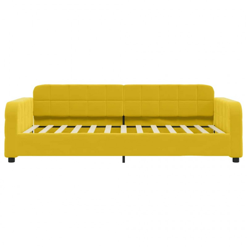 Sofa z funkcją spania, żółta, 100x200 cm, obita aksamitem