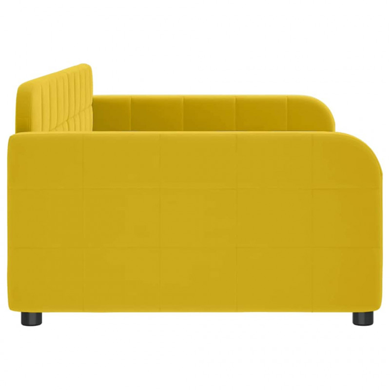 Sofa z funkcją spania, żółta, 100x200 cm, obita aksamitem