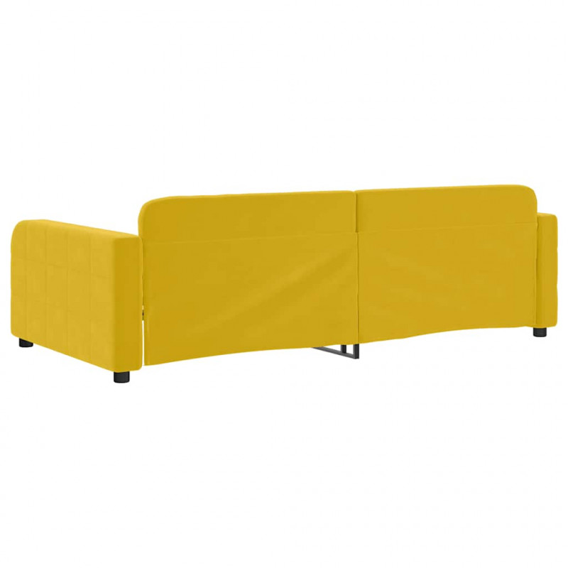 Sofa z funkcją spania, żółta, 100x200 cm, obita aksamitem