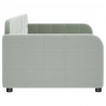 Sofa z funkcją spania, jasnoszara, 90x190 cm, obita aksamitem