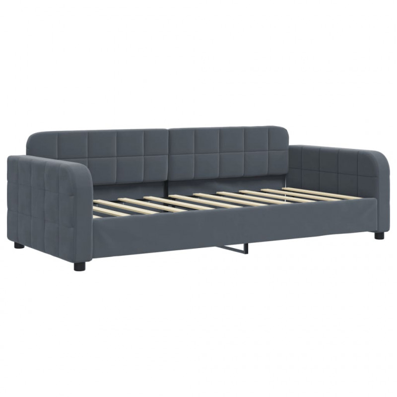 Sofa z funkcją spania, ciemnoszara, 90x190 cm, aksamit