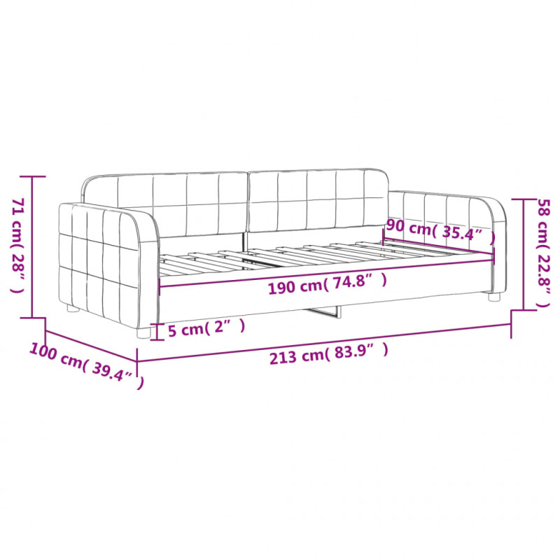 Sofa z funkcją spania, ciemnoszara, 90x190 cm, aksamit