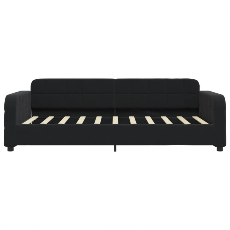 Sofa z funkcją spania, czarna, 90x190 cm, obita aksamitem