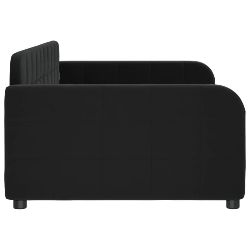 Sofa z funkcją spania, czarna, 90x190 cm, obita aksamitem