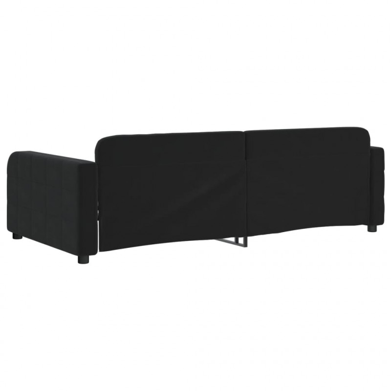 Sofa z funkcją spania, czarna, 90x190 cm, obita aksamitem