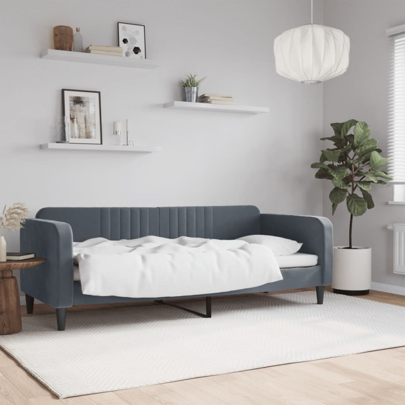 Sofa z funkcją spania, ciemnoszara, 80x200 cm, aksamitna