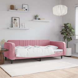 Sofa z funkcją spania, różowa, 90x200 cm, obita aksamitem