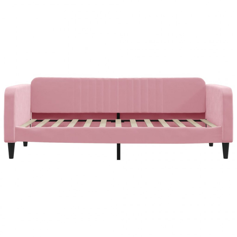 Sofa z funkcją spania, różowa, 90x200 cm, obita aksamitem
