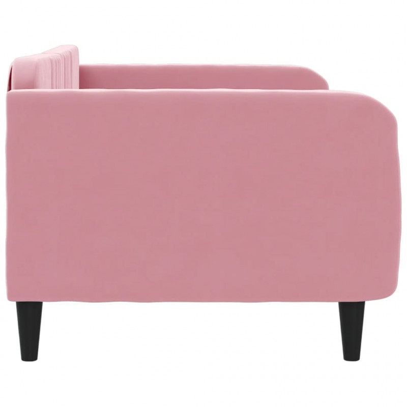 Sofa z funkcją spania, różowa, 90x200 cm, obita aksamitem
