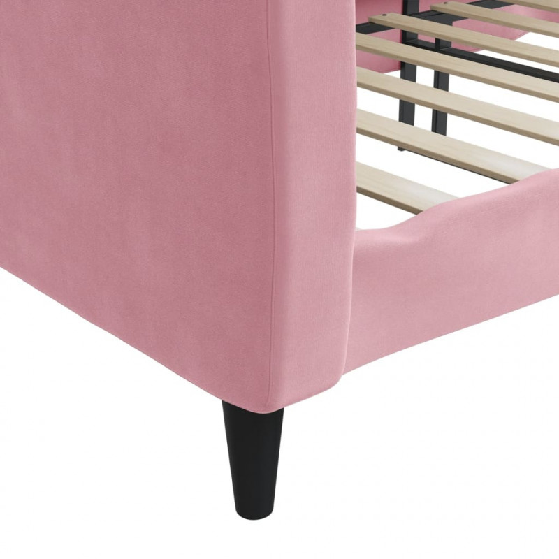Sofa z funkcją spania, różowa, 90x200 cm, obita aksamitem