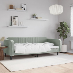 Sofa z funkcją spania, jasnoszara, 100x200 cm, obita aksamitem