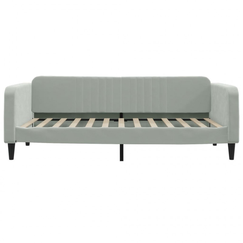 Sofa z funkcją spania, jasnoszara, 100x200 cm, obita aksamitem