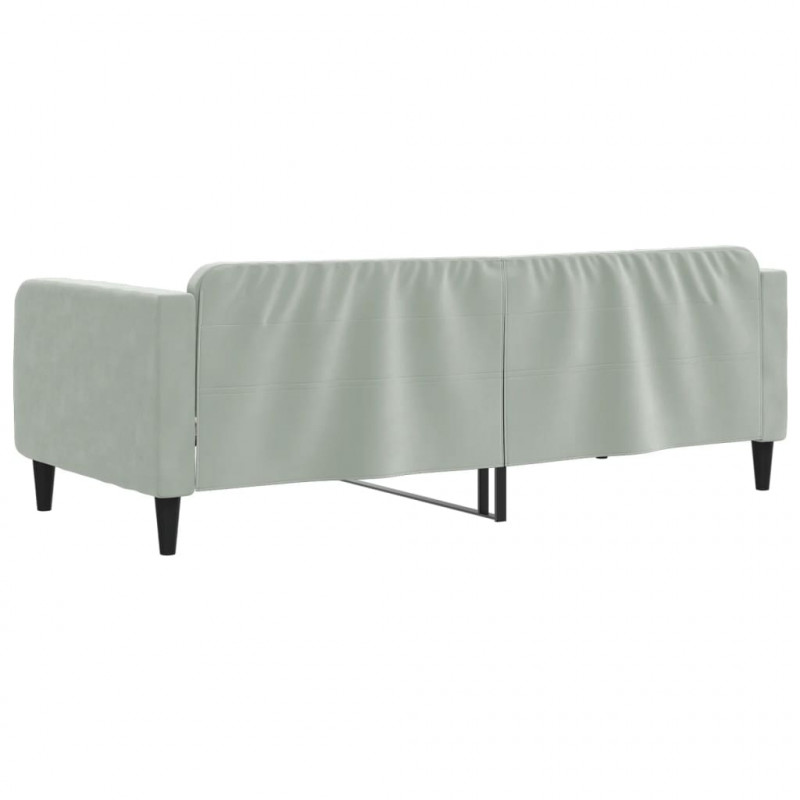 Sofa z funkcją spania, jasnoszara, 100x200 cm, obita aksamitem