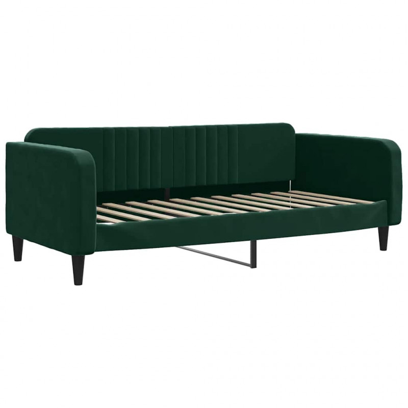 Sofa z funkcją spania, ciemnozielona, 100x200 cm, aksamit