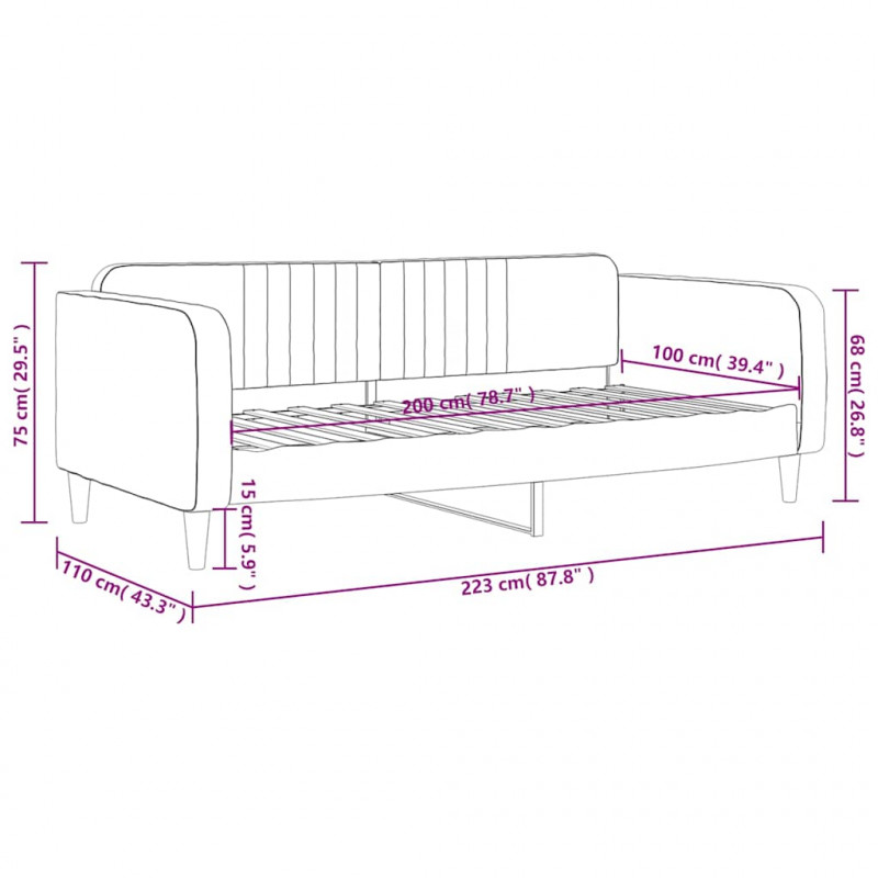 Sofa z funkcją spania, ciemnozielona, 100x200 cm, aksamit