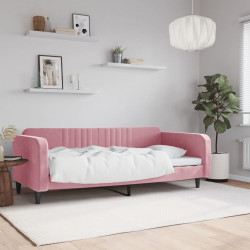 Sofa z funkcją spania, różowa, 100x200 cm, obita aksamitem