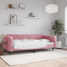 Sofa z funkcją spania, różowa, 100x200 cm, obita aksamitem