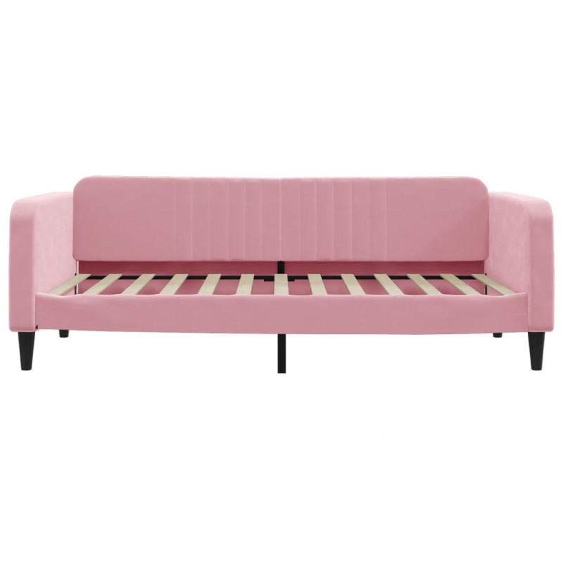 Sofa z funkcją spania, różowa, 100x200 cm, obita aksamitem