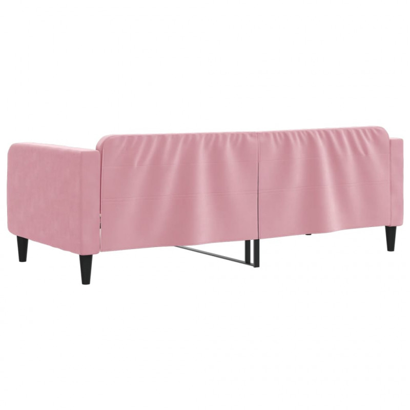 Sofa z funkcją spania, różowa, 100x200 cm, obita aksamitem