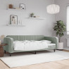 Sofa z funkcją spania, jasnoszara, 90x190 cm, obita aksamitem